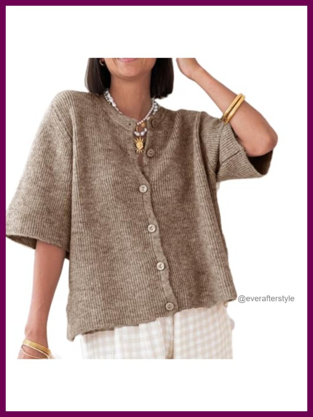 Women Knitted Crop Cardigan Short Sleeve Button Down Ribbed Knit Crop Top